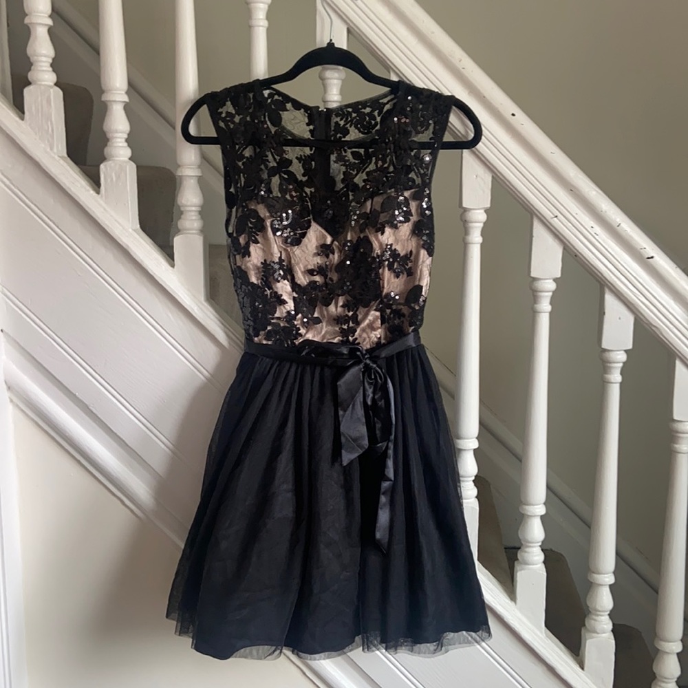 Black and gold sequins B. Darlin dress
